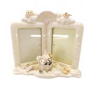Lenox Noah's Ark Ceramic Double Picture Frame Baby Nursery Decor